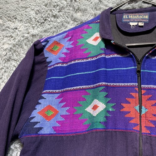 Women's Vintage El Huarache Guatemalan Embroidered Zip Jacket Sz. Med Aztec - Picture 6 of 15