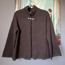 Chiaramente 💖 M Women's  Brown Gray 70% Wool Blend Open Made in Italy💖