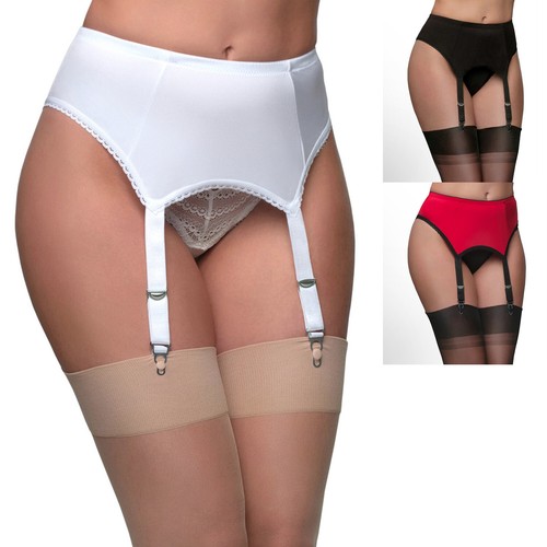 Nylon Dreams 4 Strap All Plain Satin Garter Belt, Vintage Style Suspender Belt - 第 1/10 張圖片