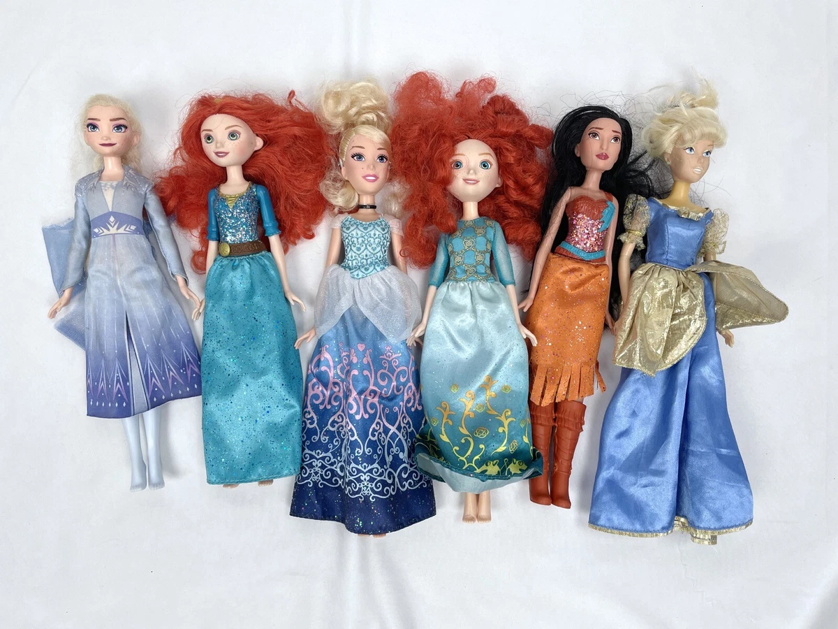 Disney Princess Barbie Dolls, Lot of 8, Used - Good Condition