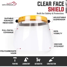Safe Handler Clear Face Shield, Lightweight Reusable Facial Protection, One Size