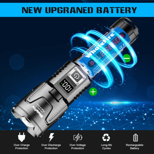 Super Bright 500000LM LED Tactical Flashlight Rechargeable Powerful Light Torch - Picture 4 of 11