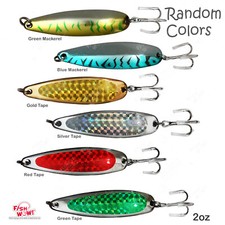 10pcs 2oz Fishing Spoons Trolling Flutter Treble Hook Casting Jig Random Colors