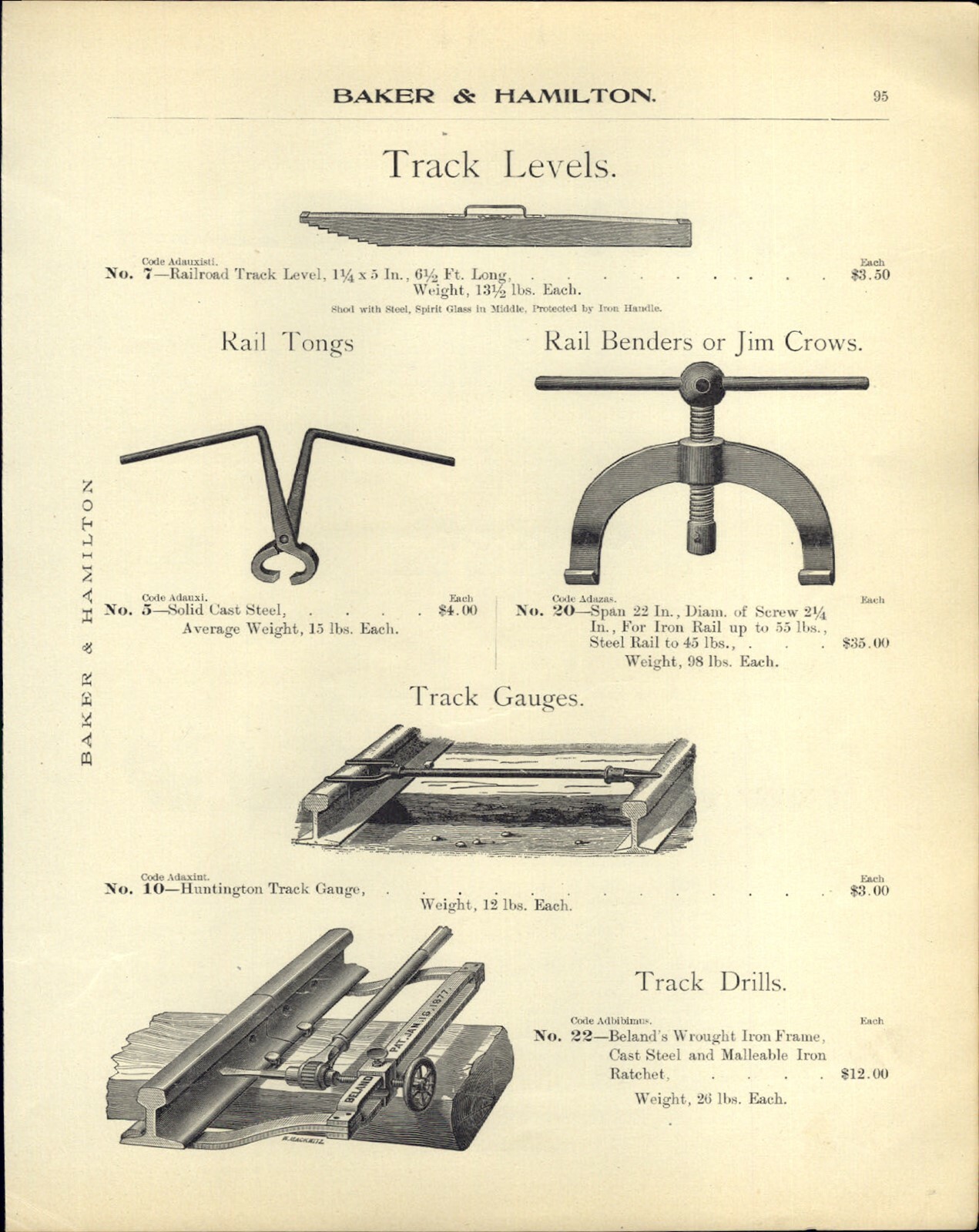 1905 PAPER AD Beland's Railroad Track Drill Tongs Jim Crow Rail Bender Levels eBay