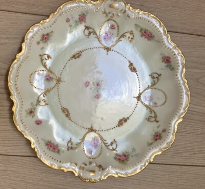 6 ! Limoges Coronet France Red Rose in Regal Gold Embellishments 9.5 plates
