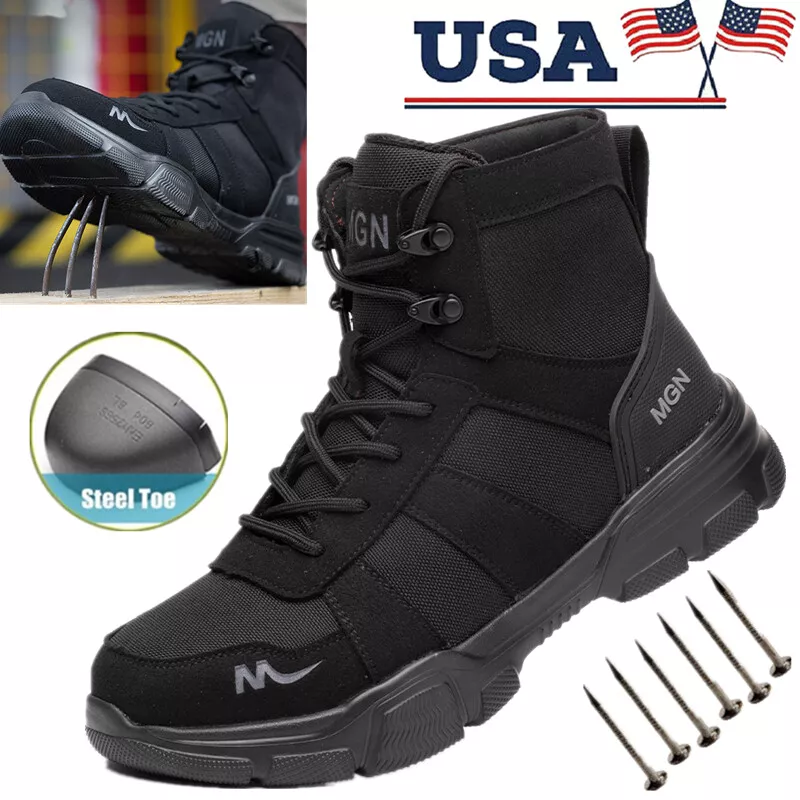 Mens Biker Steel Toe Work Boots Safety Botas De Trabajo Para Hombre | eBay