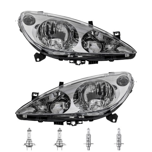 Fari Alogeni Completi Johns Per Peugeot 207 (2006-) – Set Sinistra E Destra Con Lampadine H1/H7 E Motore Livellamento