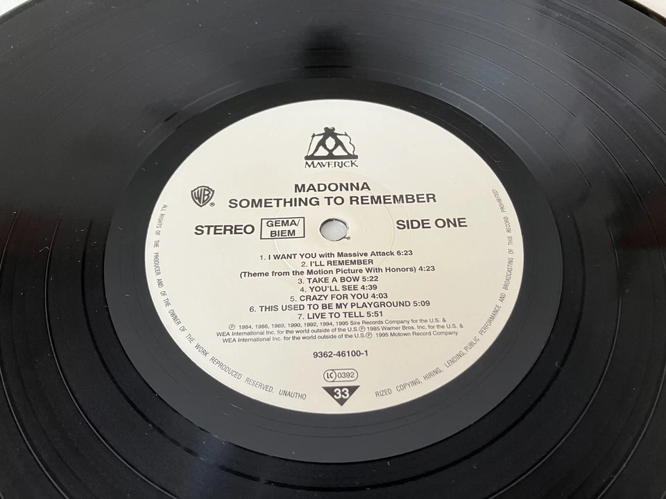 MADONNA Something To Remember LP Vinyl 1995 German 1st Press RARE - Image 3 of 4