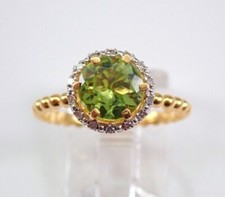 2.58Ct Round Cut Lab-Created Peridot Halo Engagement Ring 14K Yellow Gold Plated