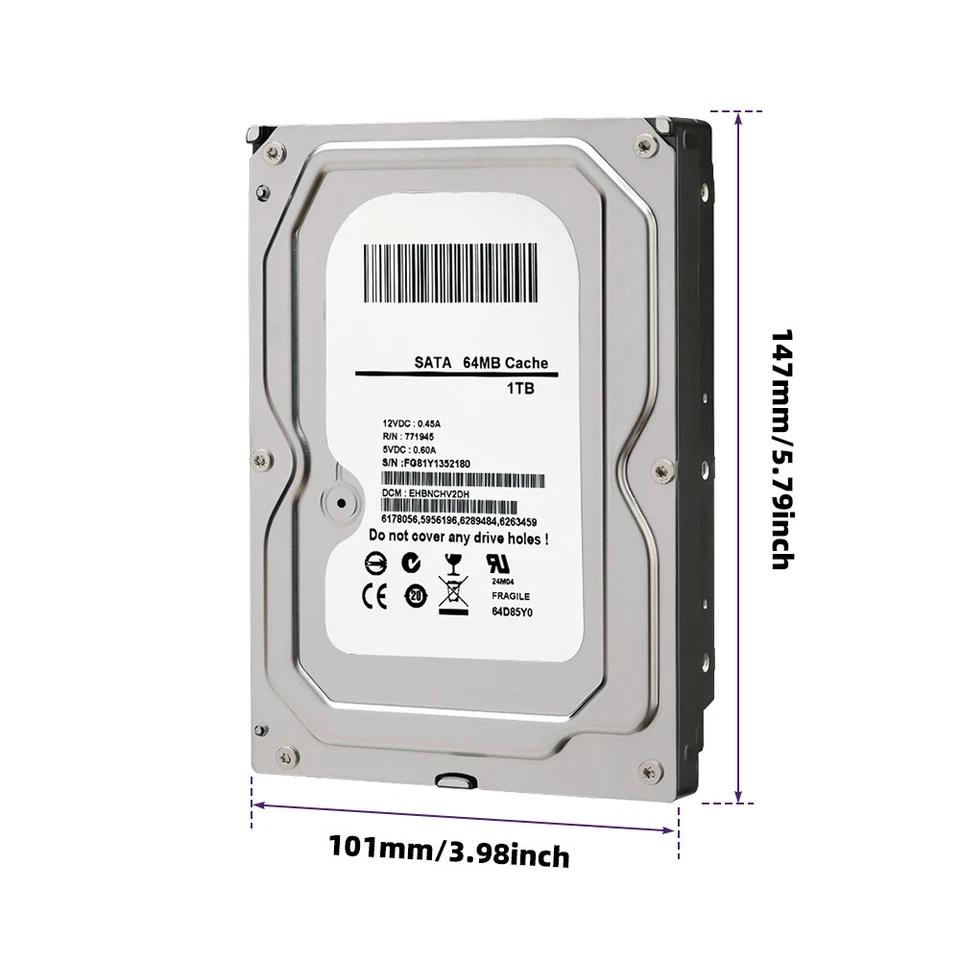 1TB Hard Drive SATA 3.5 HDD For Outdoor Home Security Camera System CCTV NVR DVR - Image 4 of 4