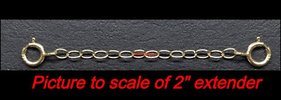 14k 2mm Cable Solid Yellow Gold 5mm DOUBLE Spring Ring 4'' Chain Extender Safety