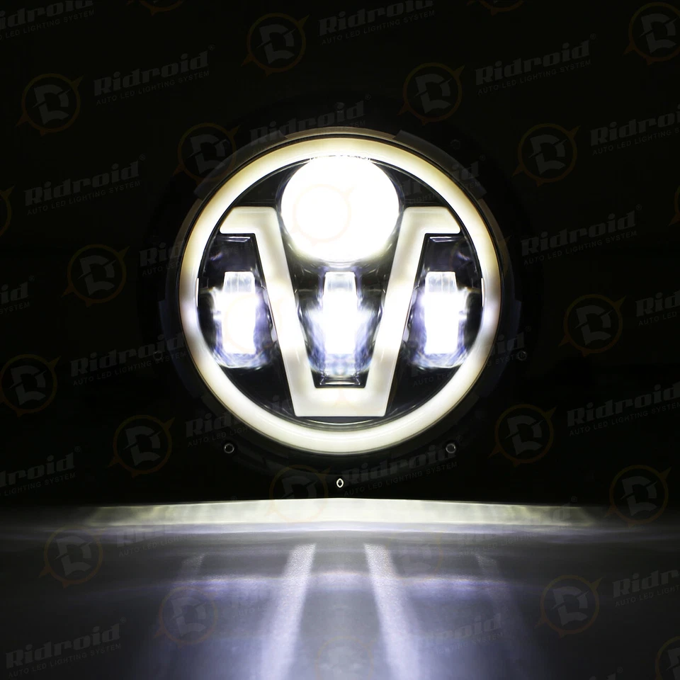 Par de faros LED proyectores de 7 pulgadas y ojos angulares DRL para VW Beetle Classic Foto 3 de 4