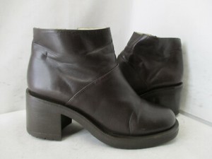 J Crew Italy Brown Leather Chunky Heel Zip Ankle Boots Women Sz 7 H Style Ebay