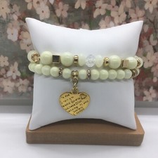 2 PC Handmade Bohemian Beaded Stackable Stretch Bracelet Set New Free Ship 4918