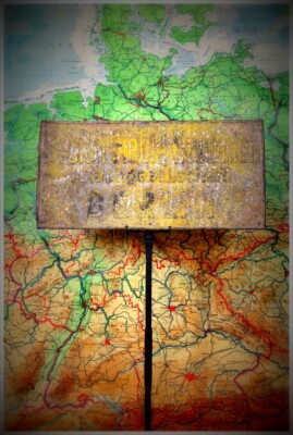 Embossed Steel Sign ''Becker & Fiebig Bauunion'' Berlin True Vintage 1930