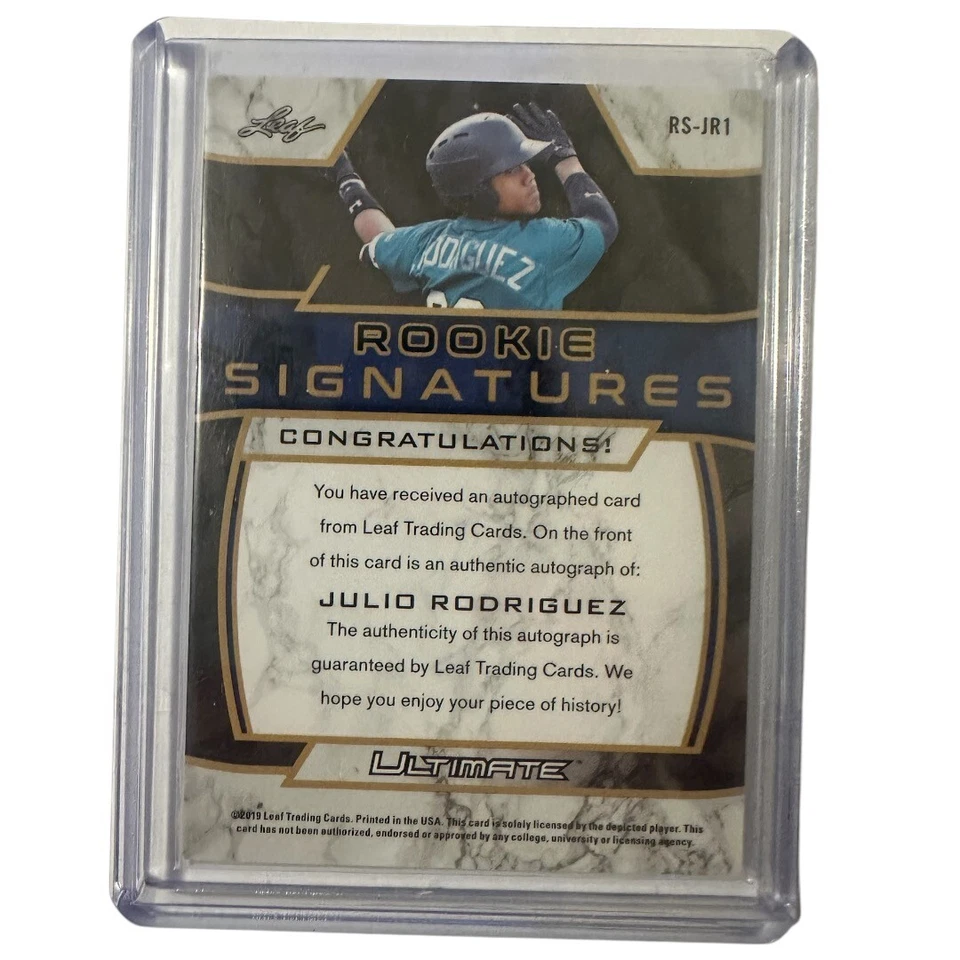 2019 Leaf Ultimate - Rookie Signatures Red #RS-JR1 Julio Rodriguez /15 (AU, RC) - Image 2 of 2