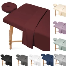 Pack of 3Pcs Microfiber Massage Table Sheet Set - Salon Spa Facial Bed Covers