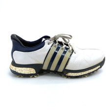 Mens 8.5 Adidas Tour360 XT Boost White Navy Blue Soft Spikes Golf Shoes Q44822