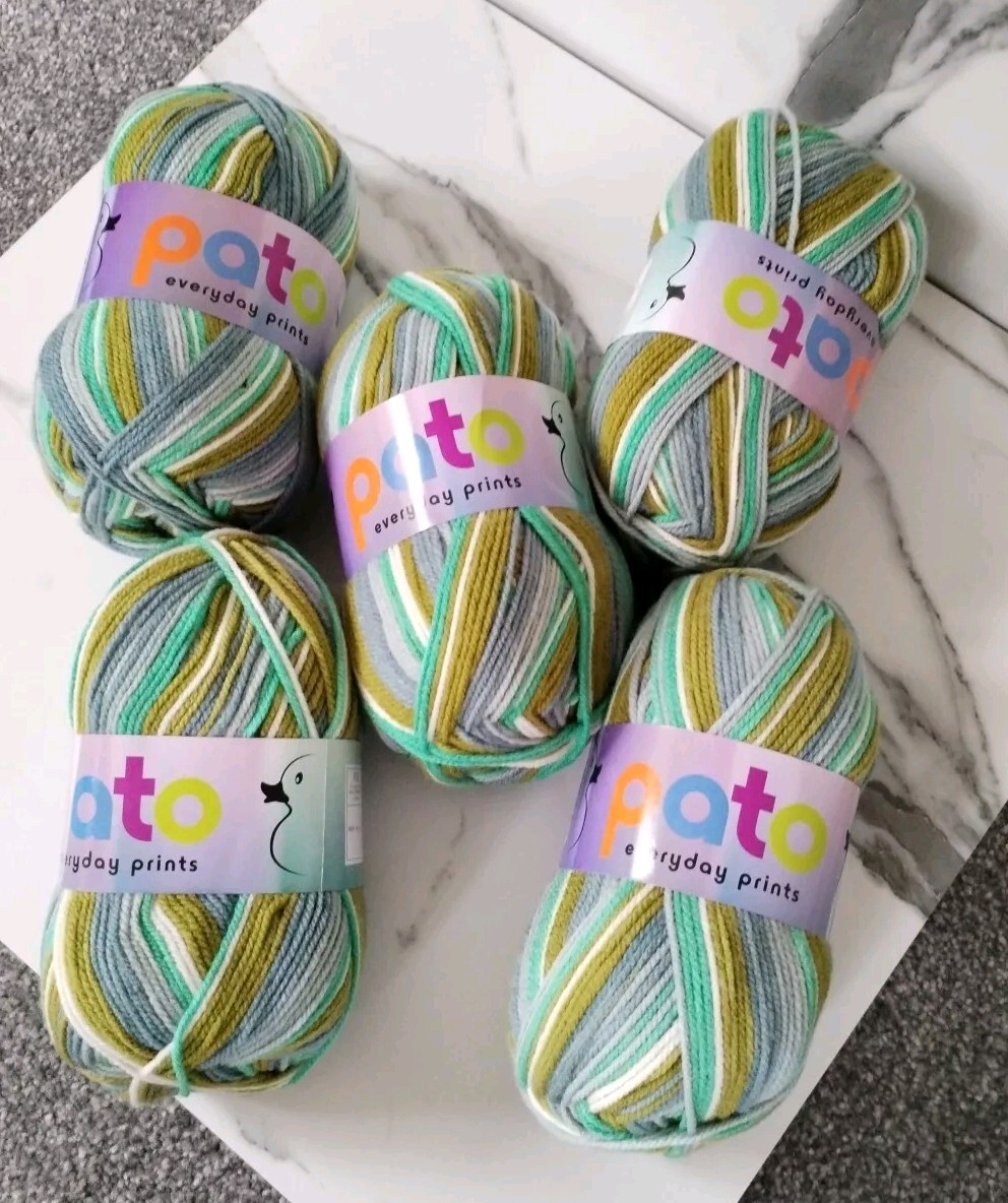 Pato Everyday Prints Double Knitting Crochet Yarn Wool - 5x100g Balls - Meadow