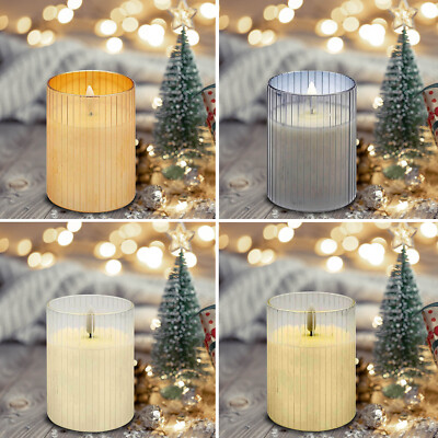 Realistische Flamme Batterie Wachskerze Glas flackernde LED Stumpenkerze Lichter Haus