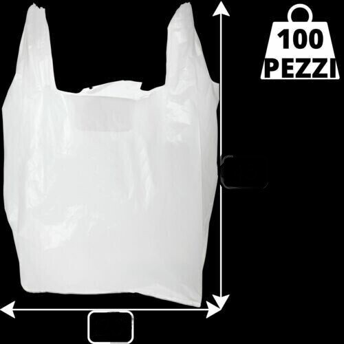 100 Buste di plastica di vari colori sacchi shoppers con manici sacchetti bag - Foto 1 di 1