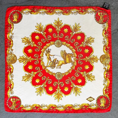 GIANNI VERSACE silk neck scarf Baroque and Roman Rider print
