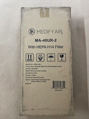 ORIGINAL Medify Air Filter for MA-40 HEPA14, H14- PACK OF 2 FILTERS  NEW IN BOX!