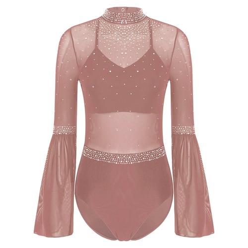 Women Jumpsuit Performance Bodysuit Stage Leotard Competition Dancewear Sheer - Picture 22 of 82