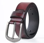 Genuine Leather Mens Belt Belts Real New Buckle Trouser Dark Brown Jeans UK