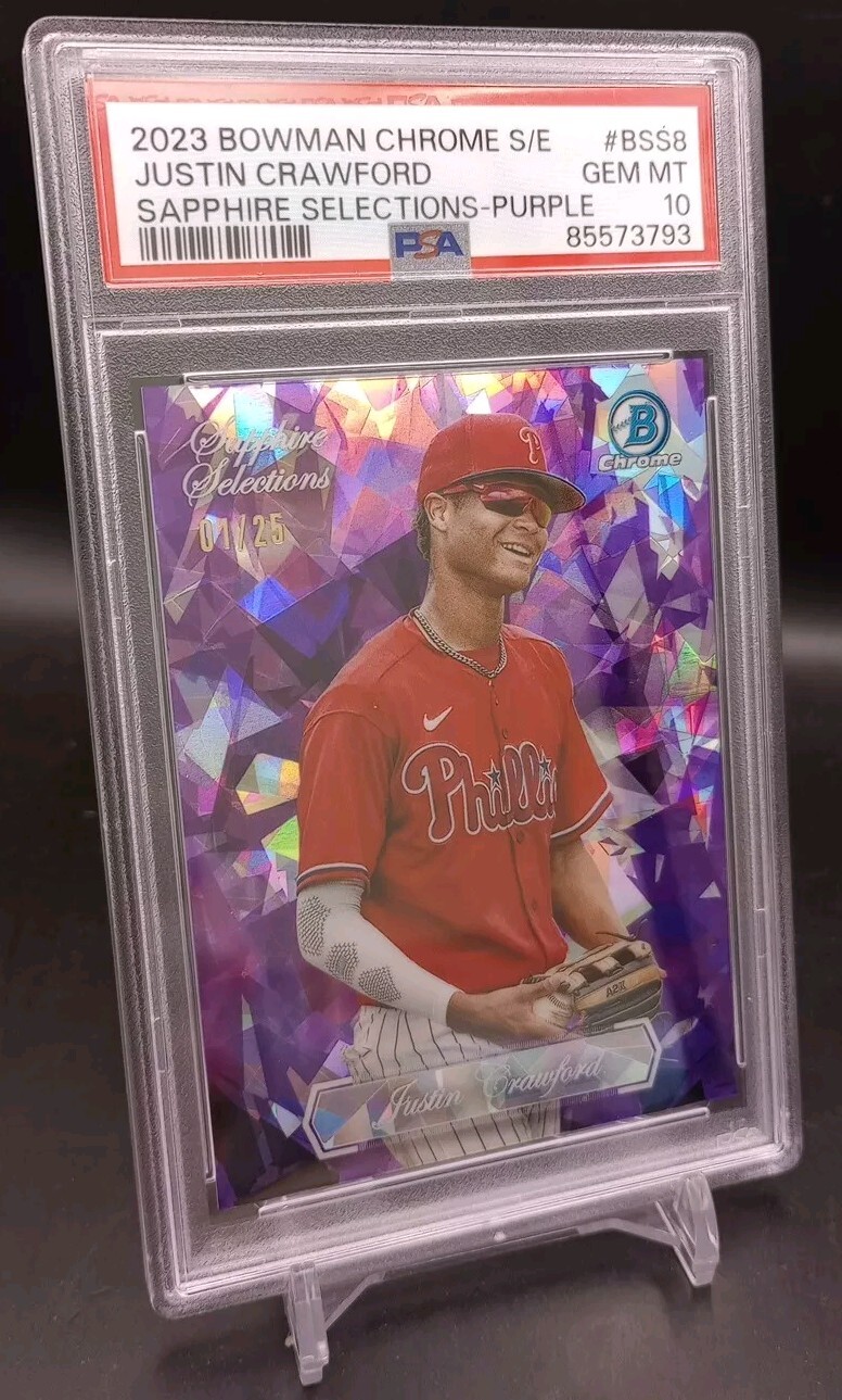2023 Bowman Chrome Justin Crawford Sapphire Selections Purple /25 PSA 10