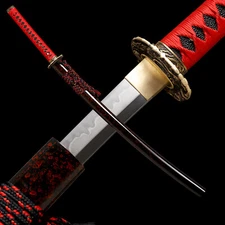 US Handmade Katana Sword Clay Tempered T10 Steel Blade Rzaor Sharp Battle Ready