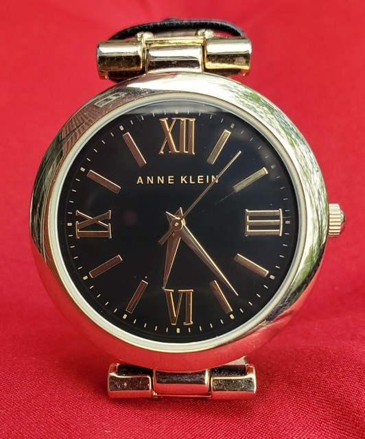 Womens Anne Klein Wrist Watch Water Resistant Leather Strap Roman Numerals Y121E eBay