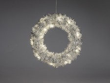 LED-Kranz Silber 30 cm – Dekokranz mit Licht und Timerfunktion Winter Formano