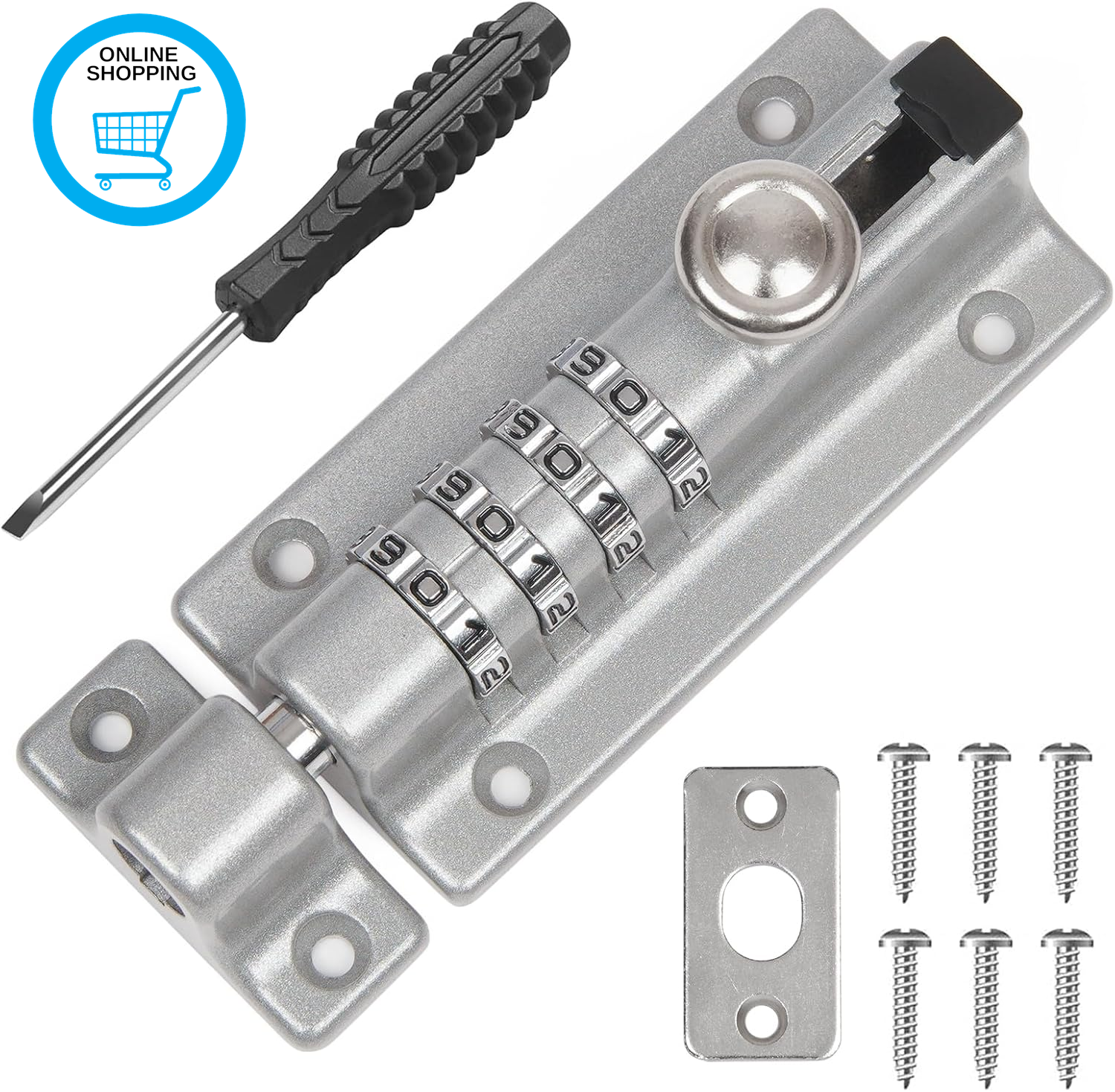 Digit Combination Locking Bolt, 4 Digit Sliding Lockable 120Mm Stainless Steel S