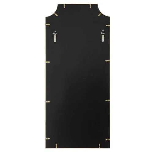 Rectangular Vanity Wall Mirror Curved Corner Brass Frame 18" Wide for Bathroom - Picture 5 of 5