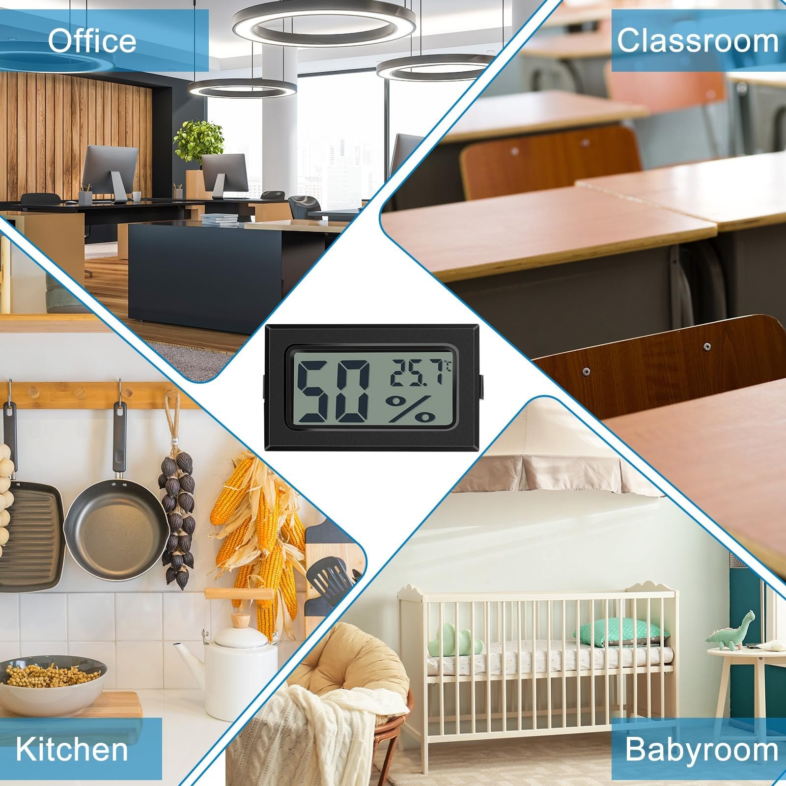 Kanayu 24 Pack Mini Digital Hygrometer Thermometers Indoor Humidity Monitor T...