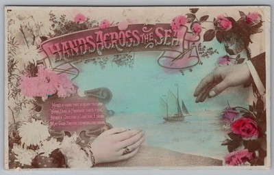 HANDS Across the Sea RPPC Reality Series 70 Friendship Antique Postcard 8A