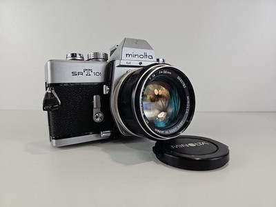 Minolta SRT101 analoge Spiegelreflexkamera 35 mm + Minolta Rokkor PF 58 mm F1,4 Objektiv getestet