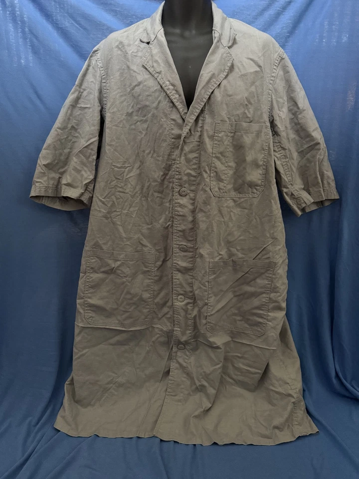 Vintage Auto Mechanic's LAB COAT Smock Gray WORK WEAR Button Down 100% Cotton - Image 3 of 4