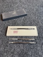 Vintage Cross Century Chrome Pen 2 Mechanical Pencils Lot Case Working USA