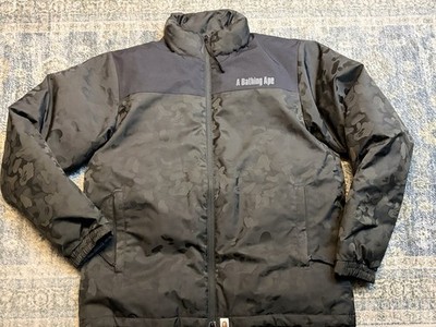 Bape  Down Jacket Coat A Bathing Ape Black 1st Camo Mens XL