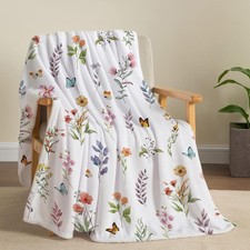 Best Floral Flower Throw Blanket Spring Blankets Botanical Plant Flannel Fleece
