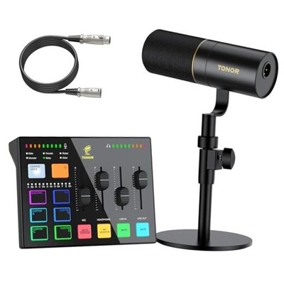  Audio Interface and Microphone Set, Podcast Equipment Bundle, USB Audio Mixer 