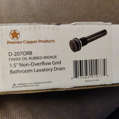 Premier Copper Products Non-Overflow Grid Bathroom Sink Drain 1.5''