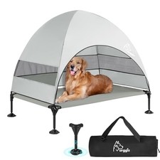 Upgraded Elevated Dog Bed with 42.0"L x 30.0"W x 33.0"Th Dog Canopy-Grey