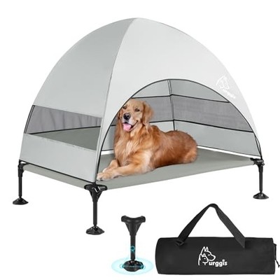 Upgraded Elevated Dog Bed with 42.0''L x 30.0''W x 33.0''Th Dog Canopy-Grey