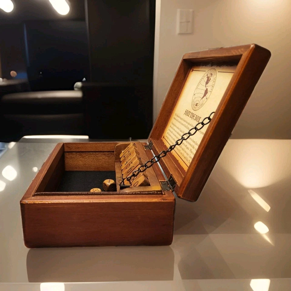 Old Century Shut The Box Family Game Wooden 9 Numbers Dice Wood Box Front Porch - Image 3 of 4