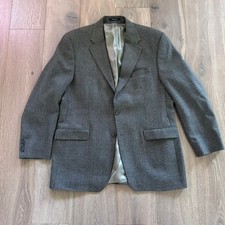 Chaps Ralph Lauren Men 44L Gray Houndstooth Wool Blazer Jacket Vtg Union Canada