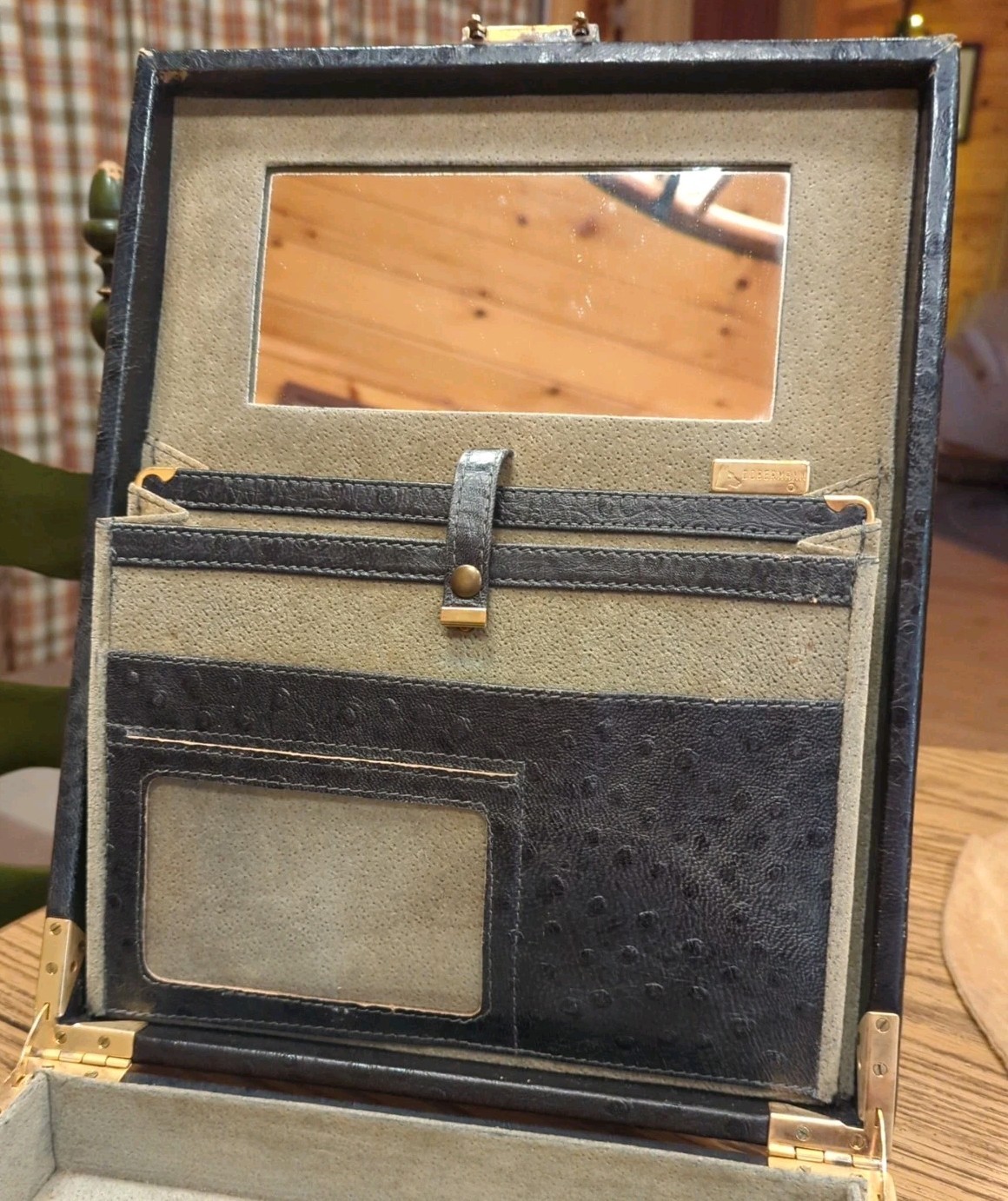 Vintage Unique Rectangular Briefcase Ostrich Embo… - image 6