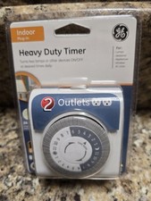 GE 24-Hour Heavy Duty Indoor Plug-in Mechanical Timer, 2 Grounded Outlets